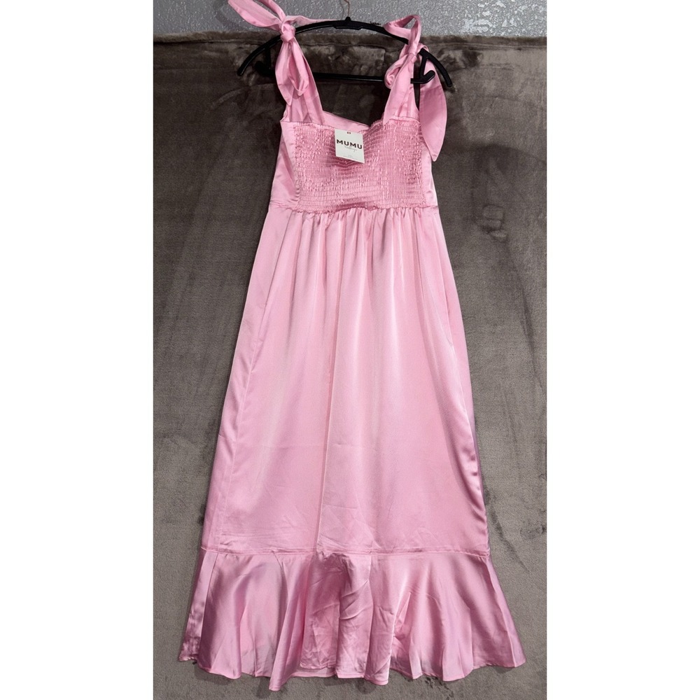 Show Me Your Mumu Garden Midi Dress Womens Large Light Pink Luxe Satin Lined - Picture 5 of 12